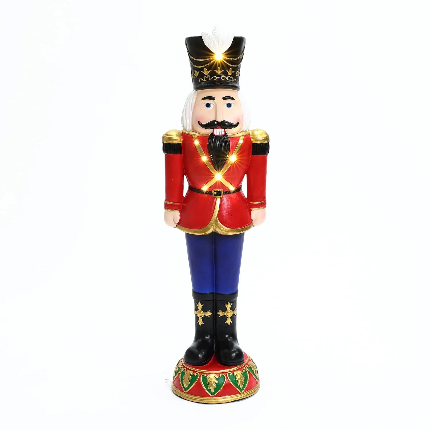 LuxenHome 3Ft Tall Traditional Nutcracker Soldier in Red with Lights | Walmart (US)
