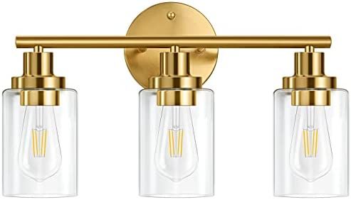 Watyo Bathroom Light Fixtures Gold Vanity Light 3 Light Wall Sconces Lighting Brushed Brass Bathr... | Amazon (US)