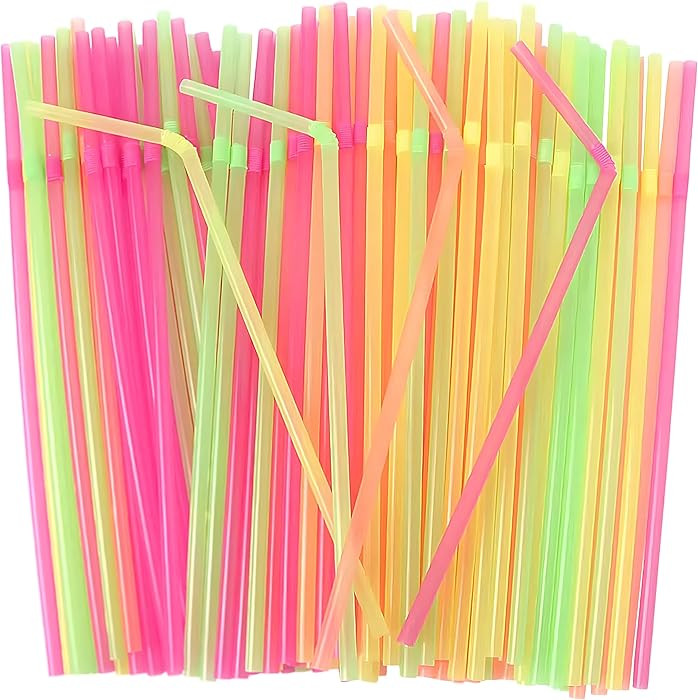 Flexible Plastic Straws Disposable, Vibrant & Colorful Assortment Bendy, Stylish Drinking Straws ... | Amazon (US)