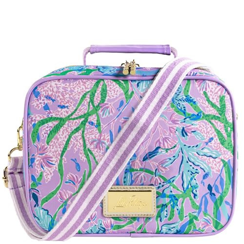 Lilly Pulitzer Insulated Lunch Box for Women, Cute Lunch Cooler Bag with Adjustable/Removable Shoulder Strap, Secret Escape | Amazon (US)