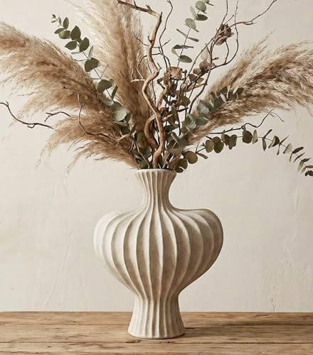 Ceramic Flower Vase Home Decor,11" Rustic Vintage Clay Beige Heart Terracotta Vases Farmhouse Tab... | Amazon (US)