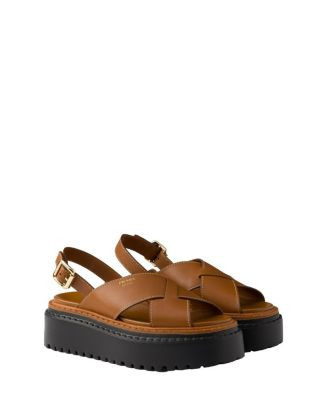 Prada Women's Leather Crisscross Sandals  | Bloomingdale's Shoes | Bloomingdale's (US)