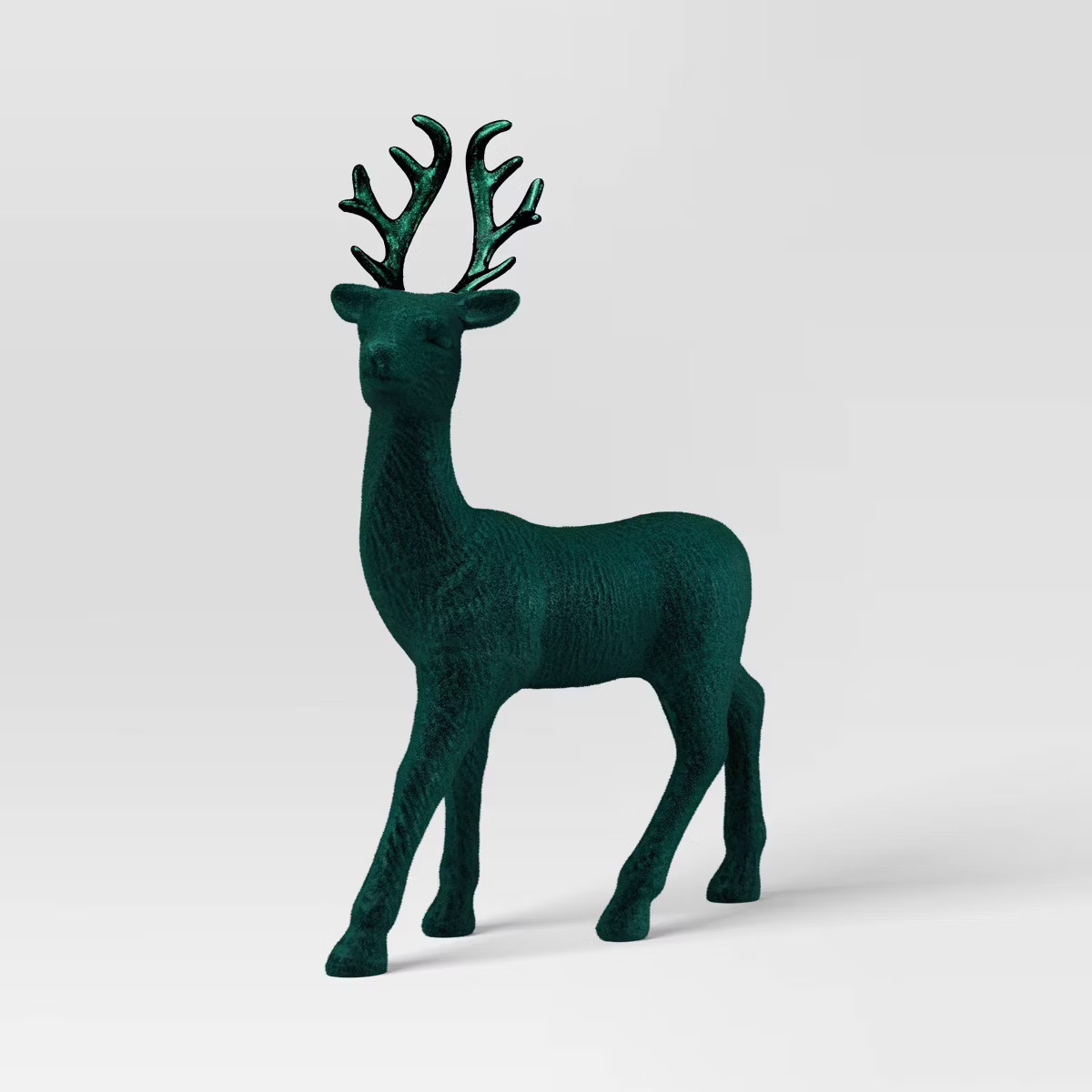 12" Christmas Flocked Standing Deer Decor Green - Wondershop™ | Target