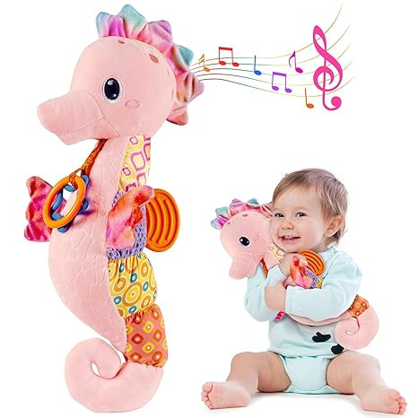 Fuzqq Baby Girl Toys 0-6 Months,Infant Musical Stuffed Animals Soft Toy with Bright Colors,Crinkl... | Amazon (US)