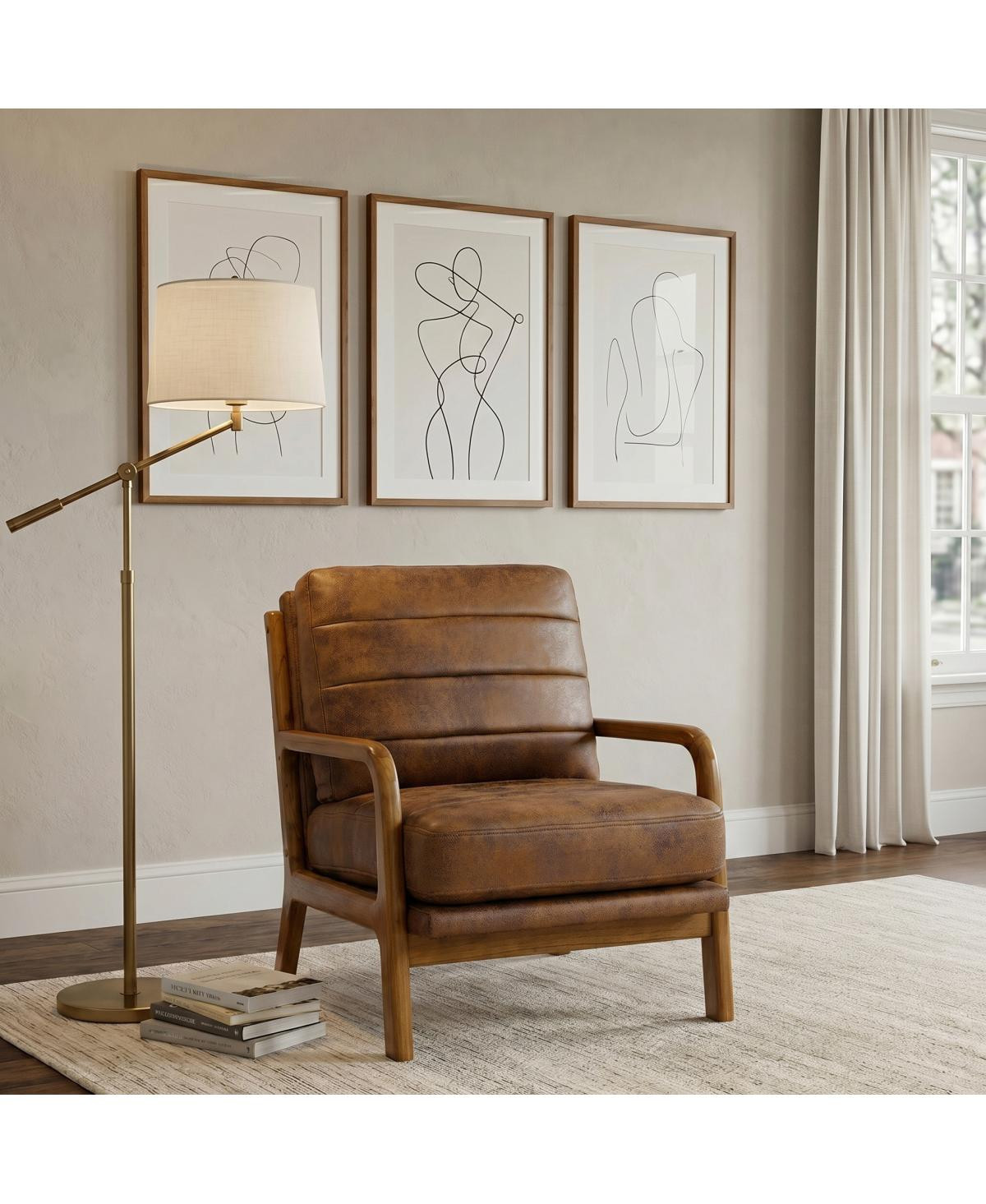 Streamdale Furniture Solid Wood Accent Chair with Foil Fabric and Memory Foam Cushion - Light brown | Macy's