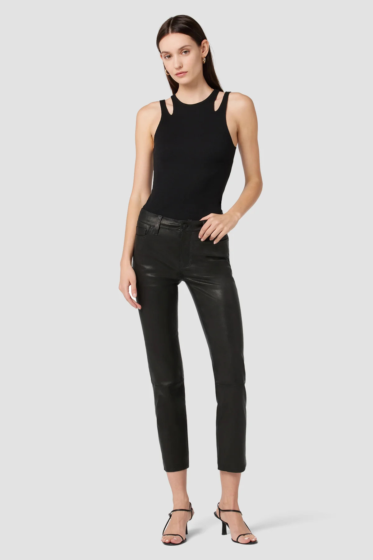 Nico Mid-Rise Straight Leather Crop Pant | Hudson Jeans