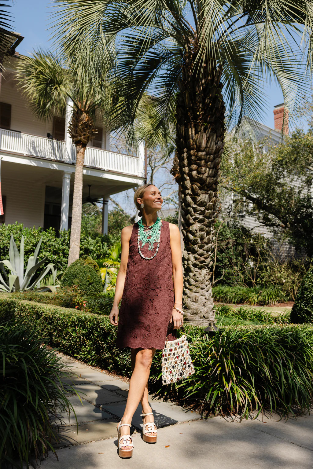 Lace Caroline Dress in Palm Island Embroidered Lace | Duffield Lane
