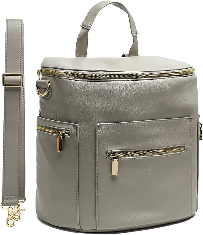 miss fong Diaper Bag Backpack Baby Diaper Bag, Large Leather Diaper Bag Backpack with Changing Pa... | Amazon (US)