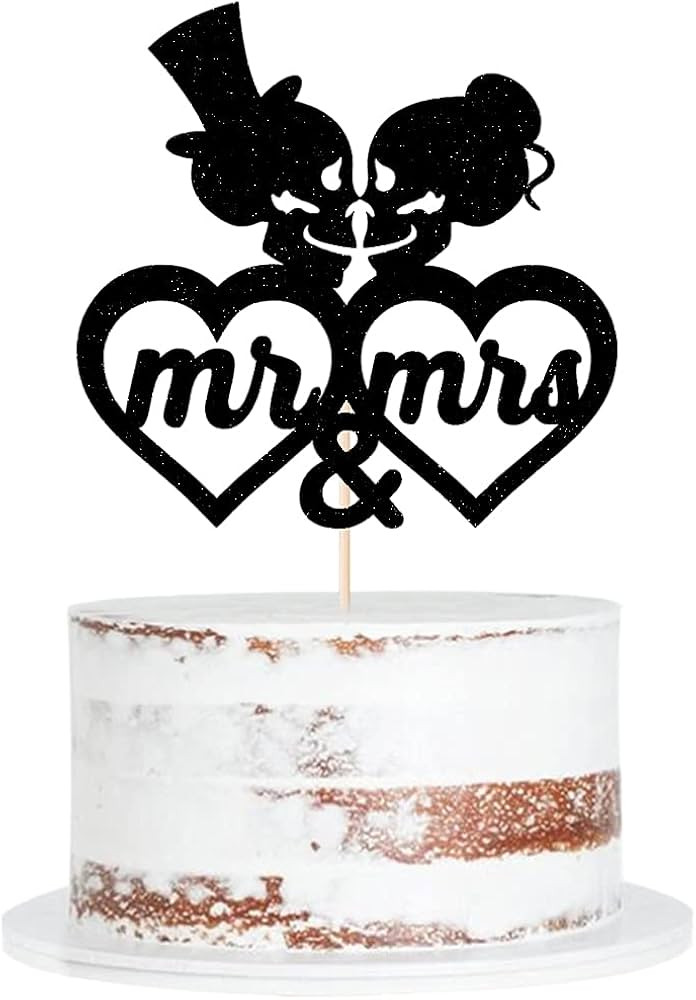 Amazon.com: Qertesl Skull Mr And Mrs Cake Topper,Day of the Dead Sign for Skeleton Bride and Groo... | Amazon (US)