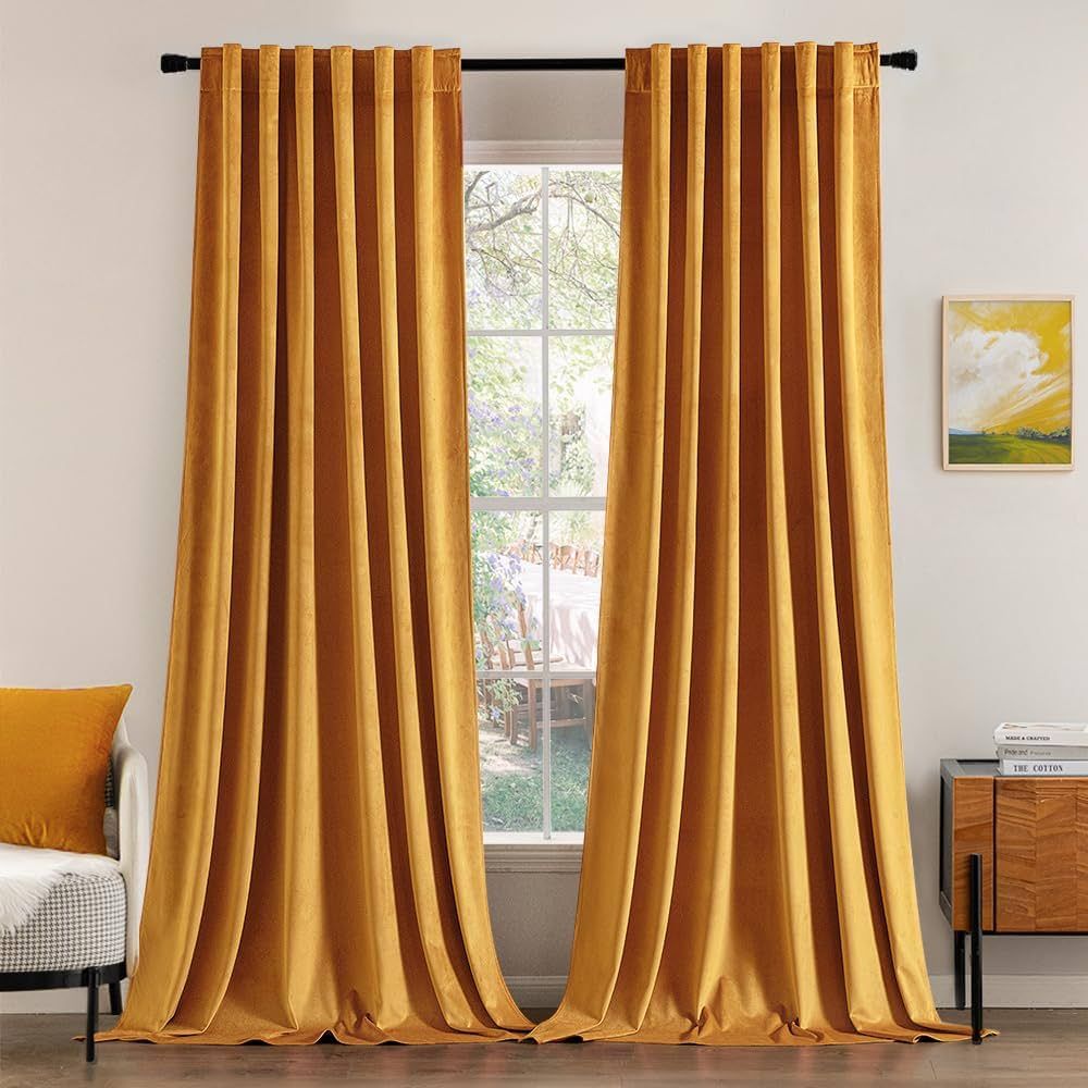 Amazon.com: MIULEE Velvet Curtains 84 inches 2 Panels - Luxury Blackout Curtains for Bedroom Livi... | Amazon (US)