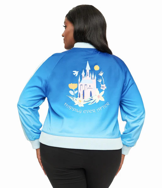 Disney Princess collection by Unique Vintage Plus Size Cinderella Blue Ombre Long Sleeve Bomber J... | UniqueVintage
