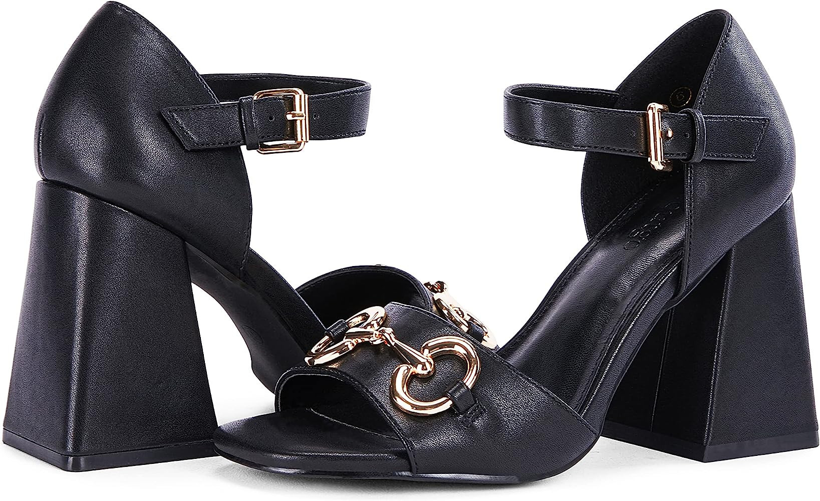 Womens Chunky Block High Heels Buckle Ankle Strap Heeled Sandals Comfortable Square Open Toe Dres... | Amazon (US)