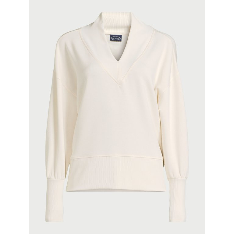 Scoop Women's Scuba Knit V-Neck Sweatshirt, Sizes XS-XXL | Walmart (US)