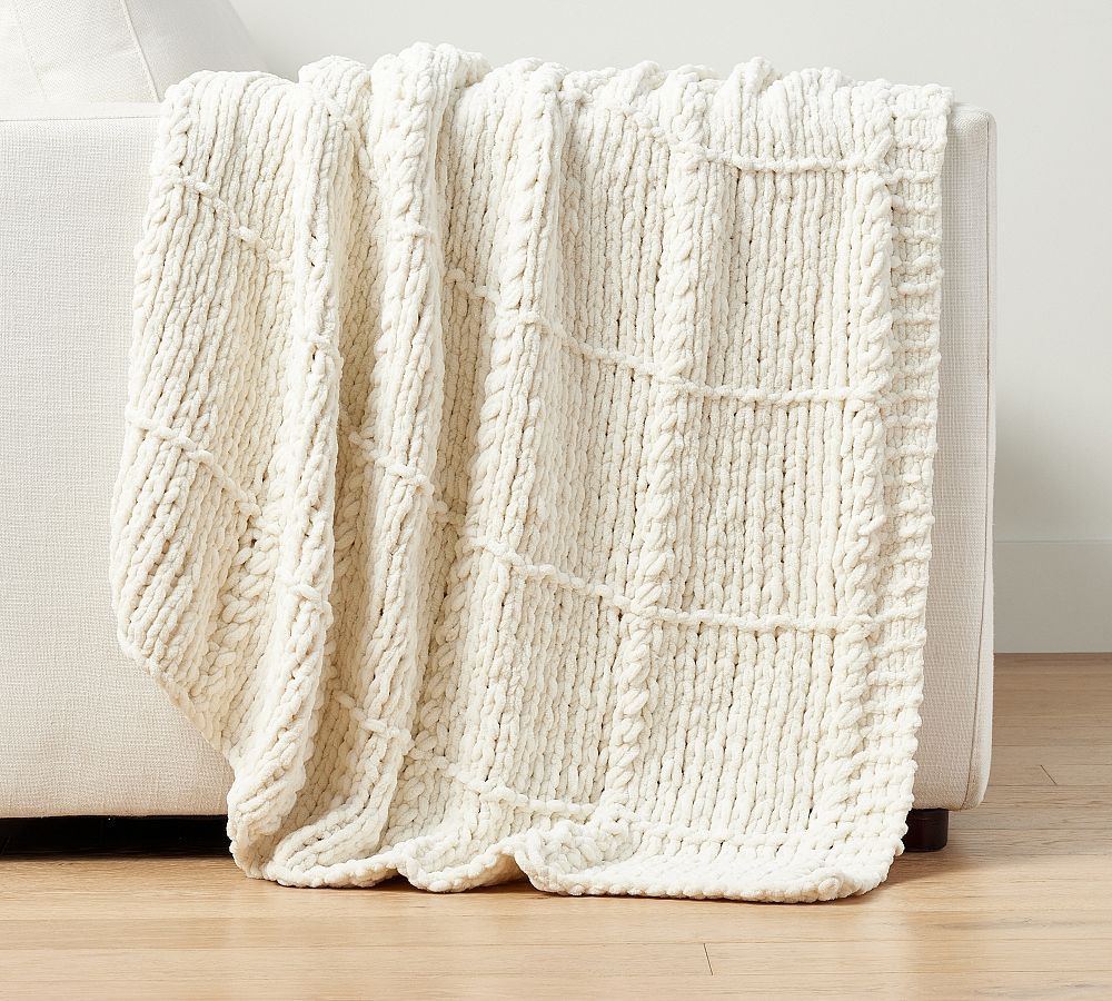 Chenille Windowpane Throw Blanket | Pottery Barn (US)