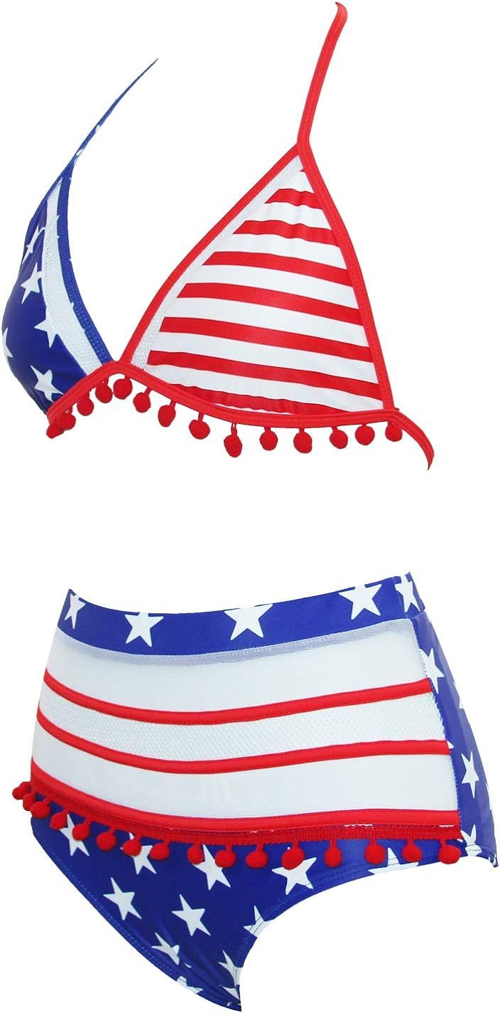 BTPEIHTD High Waisted Flounce Bikini Set,Tummy Control Swimsuits for Women Two Piece,Off Shoulder... | Amazon (US)