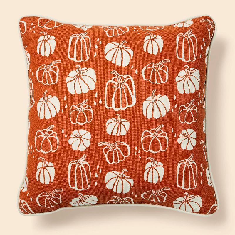 Pumpkin Square Throw Pillow Orange/Almond - Spritz™ | Target