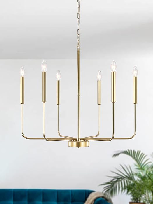 ETONIMERR Gold Chandelier 6-Light Fixtures Ceiling Hanging Modern Farmhouse Chandelier for Dining... | Amazon (US)