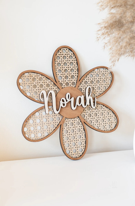 Rattan Daisy Personalized Name Sign