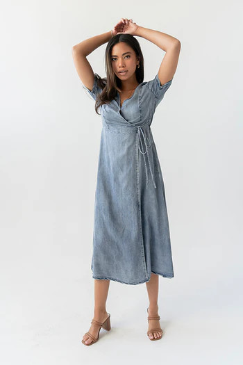 Tatum Denim Wrap Midi Dress | Böhme US