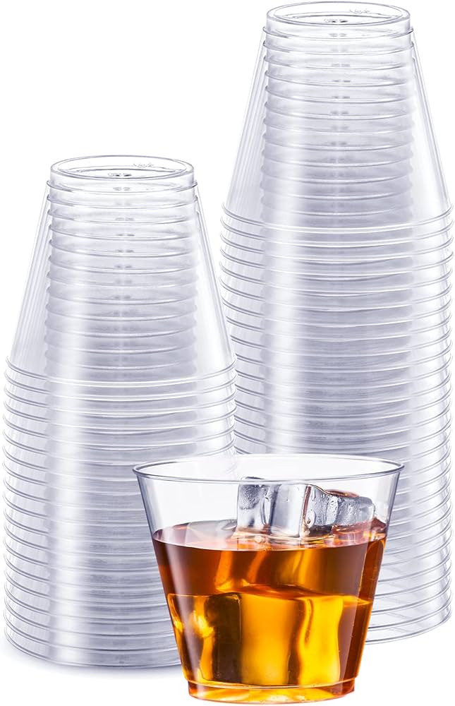Comfy Package Clear Hard Plastic Cups / Tumblers [5 oz. Squat - 100 Count] Small Disposable Party... | Amazon (US)