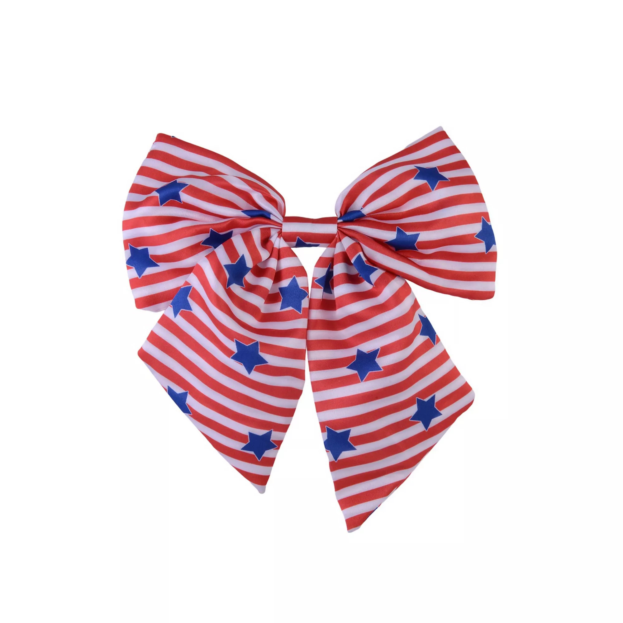 Red & White Stripe Bow Hair Clip With Blue Star Accents | Kohl's