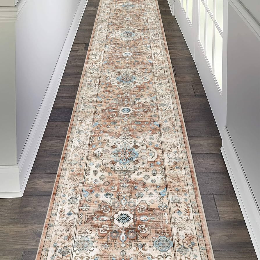 Pauwer Long Hallway Runner Rug 2'6''x14', Boho Washable Runner Rugs with Rubber Backing, Non Slip... | Amazon (US)