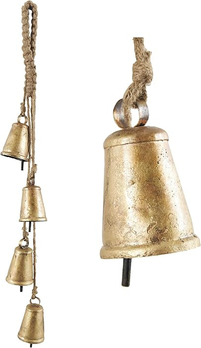 Deco 79 Metal Tibetan Inspired Decorative Cow Bells with 4 Bells on Jute Hanging Rope, 4" x 3" x ... | Amazon (US)