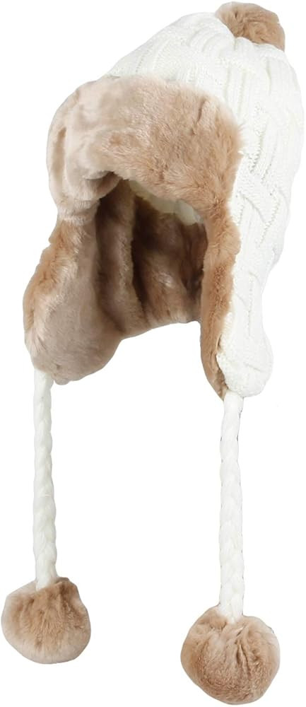 WITHMOONS Fleece Lining Thick Cable Knit Beanie Hat Earflaps Cap FZ70022 | Amazon (US)