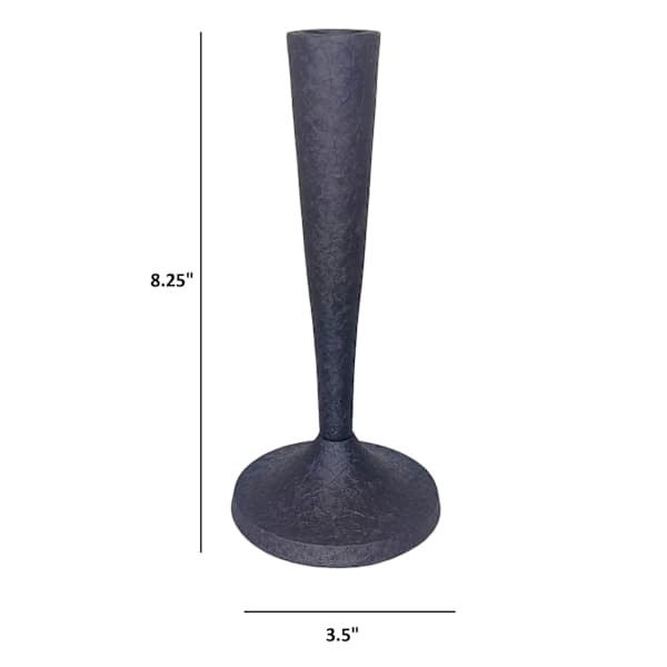 Black Crackle Tapered Taper Candle Holder, 8" | At Home