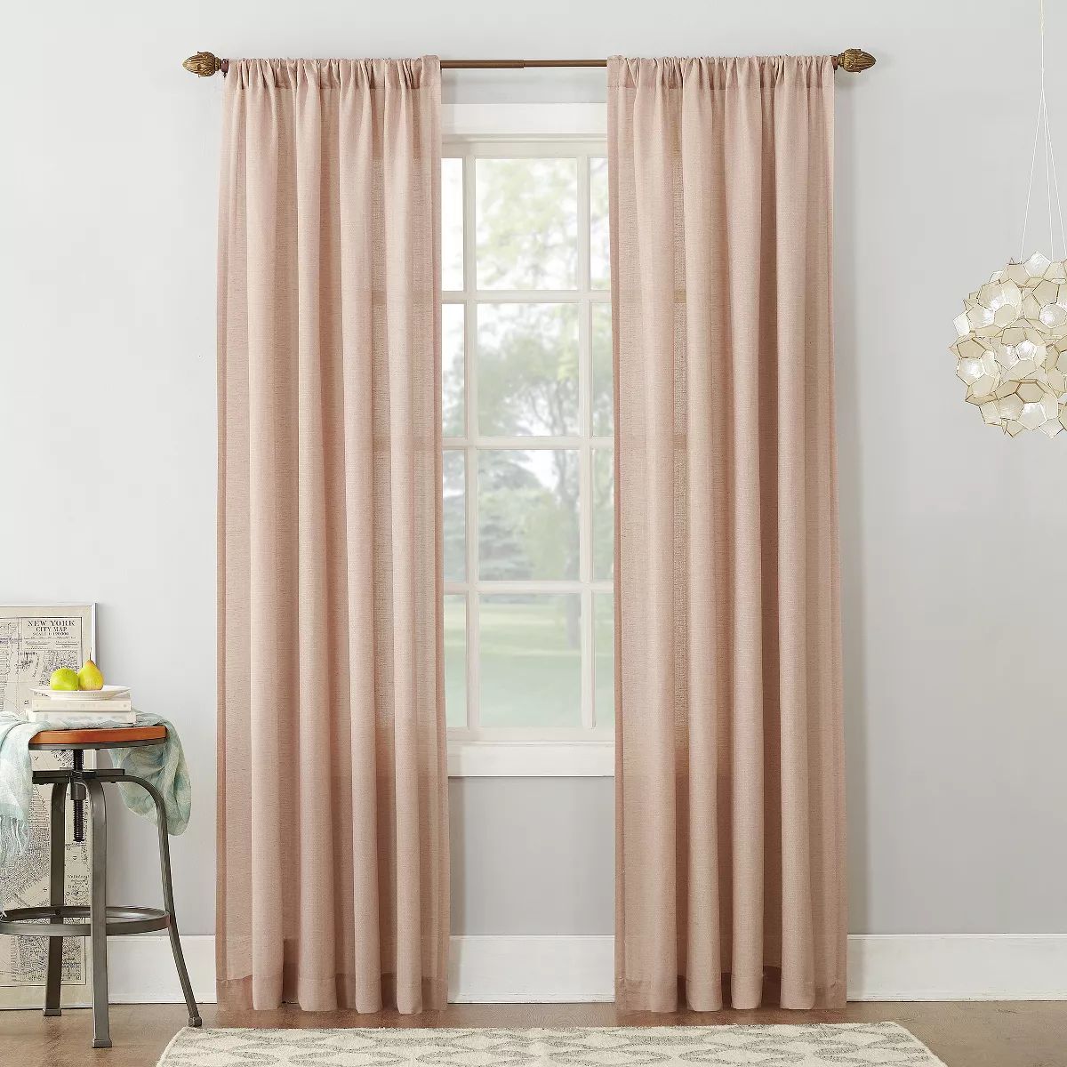 Linen Blend Textured Sheer Rod Pocket Curtain Panel - No. 918 | Target