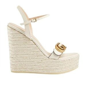 GUCCI Lifford Calfskin Aitana Espadrille Platform 130mm Wedges 42 Mystic White | Poshmark