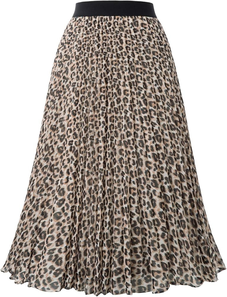 Kate Kasin Women's High Waist Pleated A-Line Swing Skirt KK659 | Amazon (US)