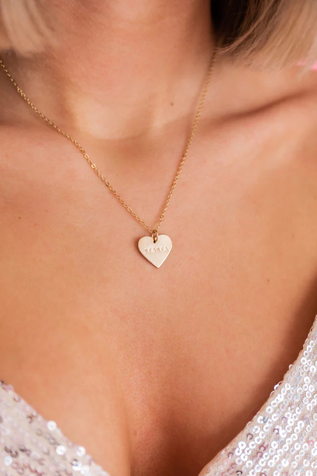 Ask A Question Gold Mama Heart Necklace | The Pink Lily Boutique