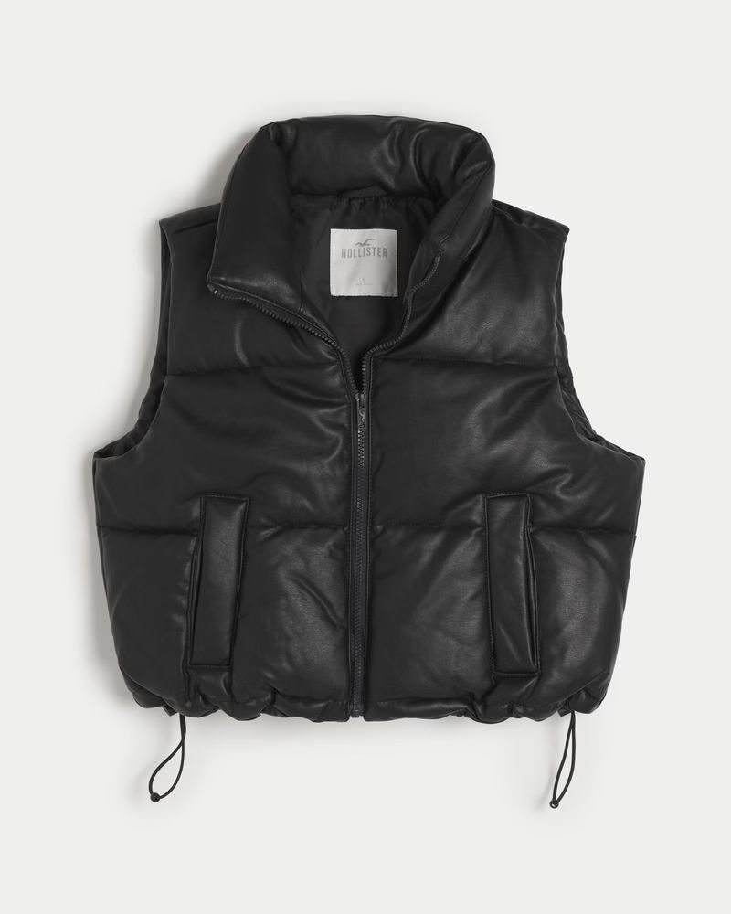 Ultimate Vegan Leather Mini Puffer Vest | Hollister (US)