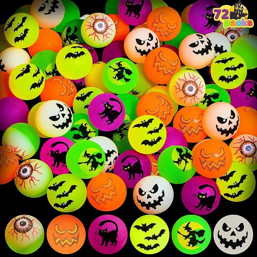 JOYIN 72 Halloween Glow in The Dark Bouncing Balls, Halloween Theme Designs Bouncy Balls for Hall... | Amazon (US)