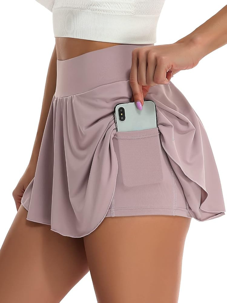 V FOR CITY Tennis Skirt for Women with Shorts Pockets High Waisted Ruffle Athletic Running Golf Skor | Amazon (US)