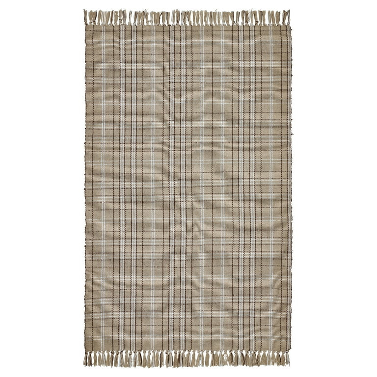 My Texas House Neutral Check Indoor/Outdoor Layering Rug, 38" x 58" | Walmart (US)