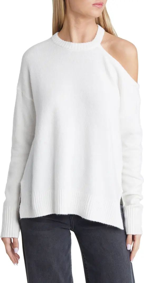 Open Edit Oversize Single Cold Shoulder Cotton Blend Sweater | Nordstrom | Nordstrom