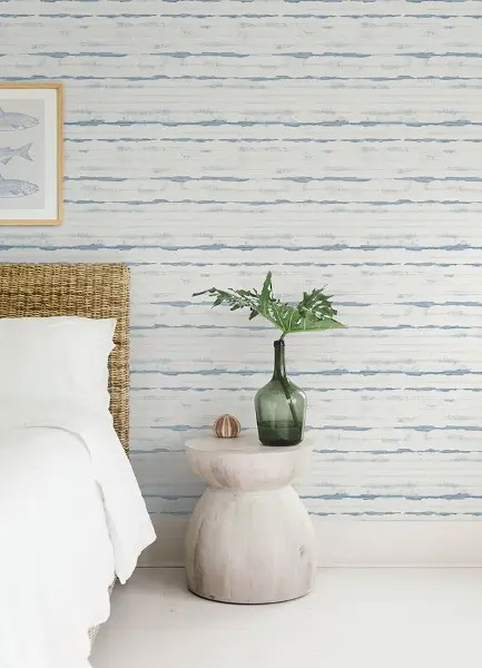 Destin Blue Stripe Wallpaper | York Wallcoverings