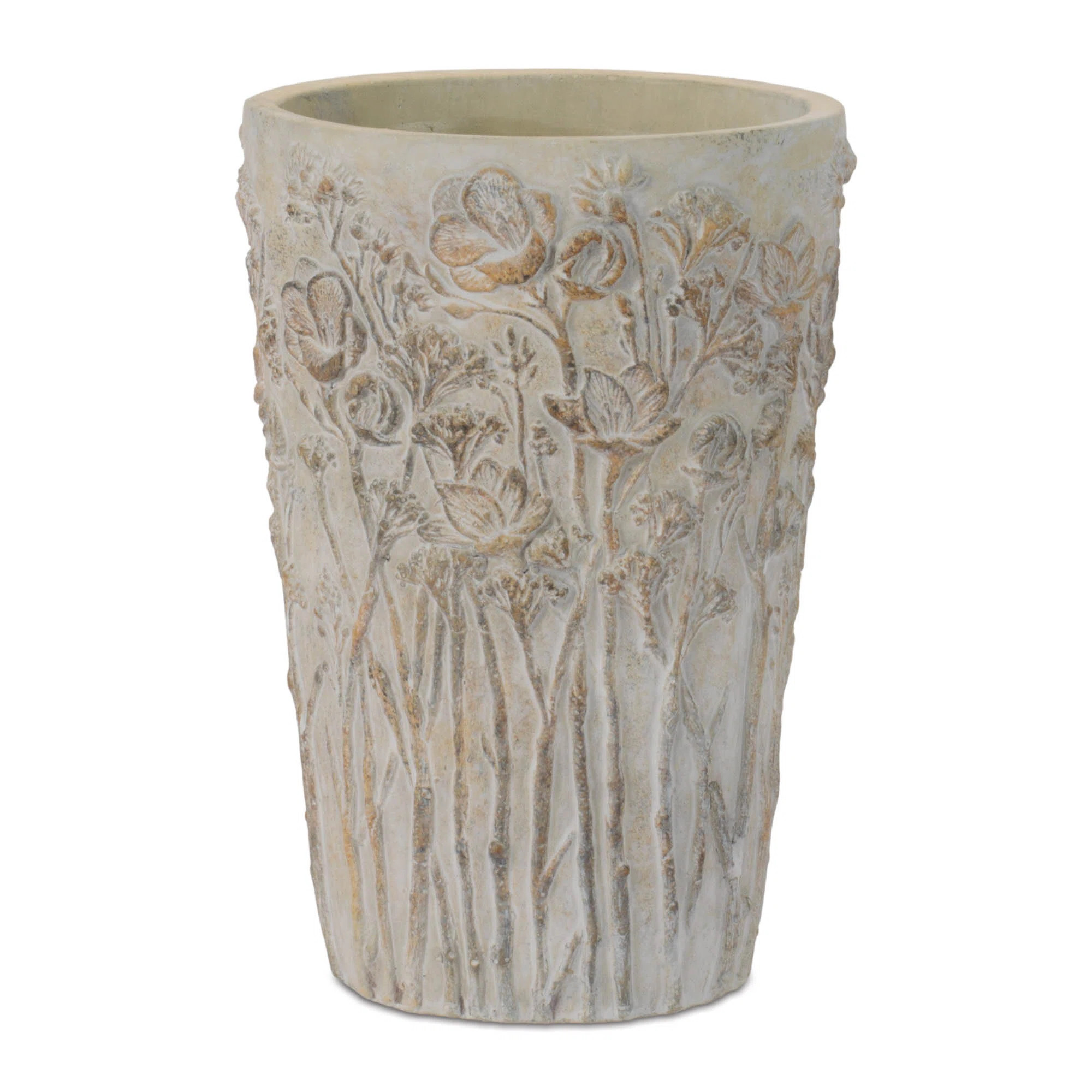 Embossed Wildflower Cement Planter (Set of 2) | Wayfair North America