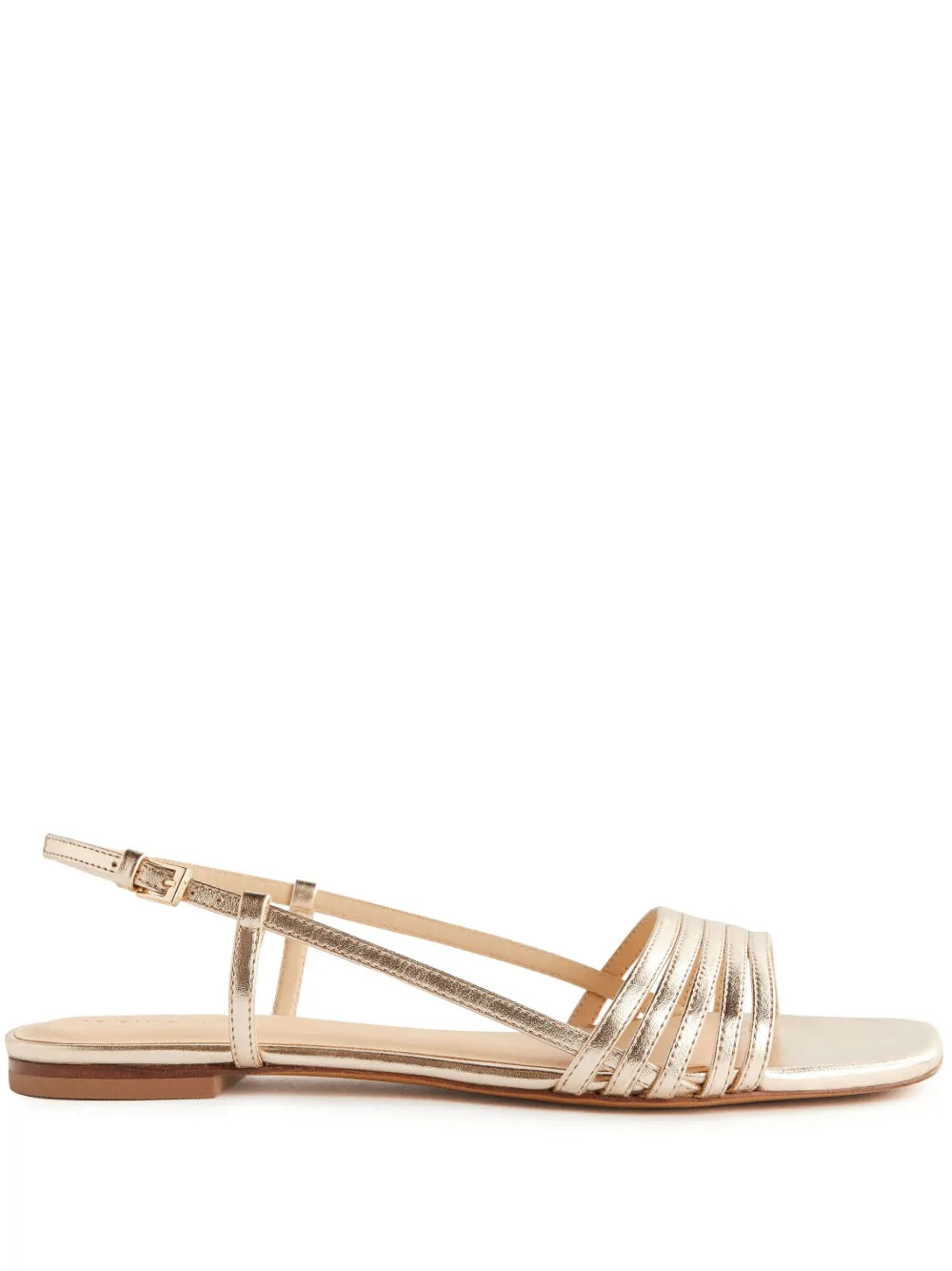 Reformation Millie Lattice Flat Sandals | Gold | FARFETCH MA | Farfetch Global