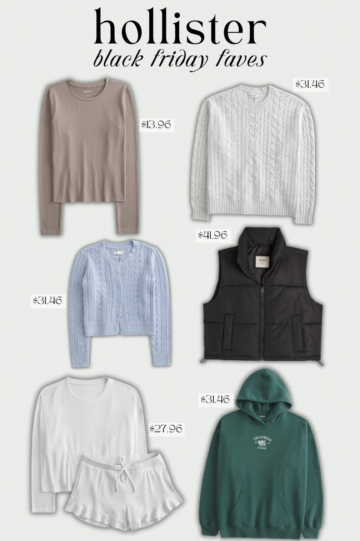 my favorite finds from Hollister's black friday sale! 

#LTKCyberWeek #LTKFindsUnder50 #LTKSaleAlert