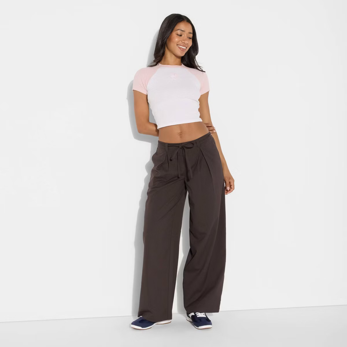 Women's Mid-Rise Waist Tie Slouchy Wide Leg Trousers - Wild Fable™ | Target