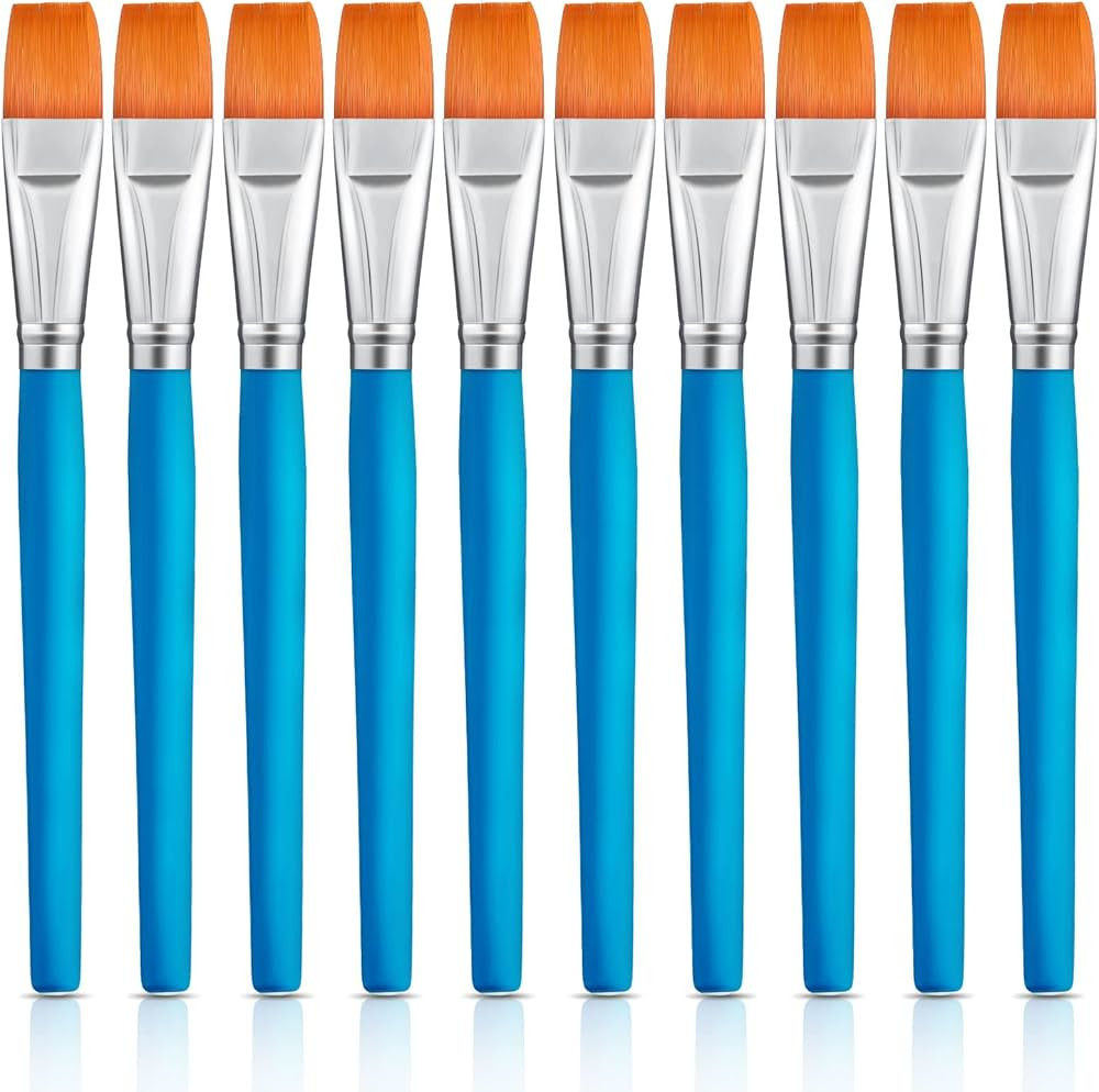 Zonon 10 Pieces 3/4 Inch Flat Paint Brushes Acrylic Paint Brush Artist Craft Paint Brushes Waterc... | Amazon (US)