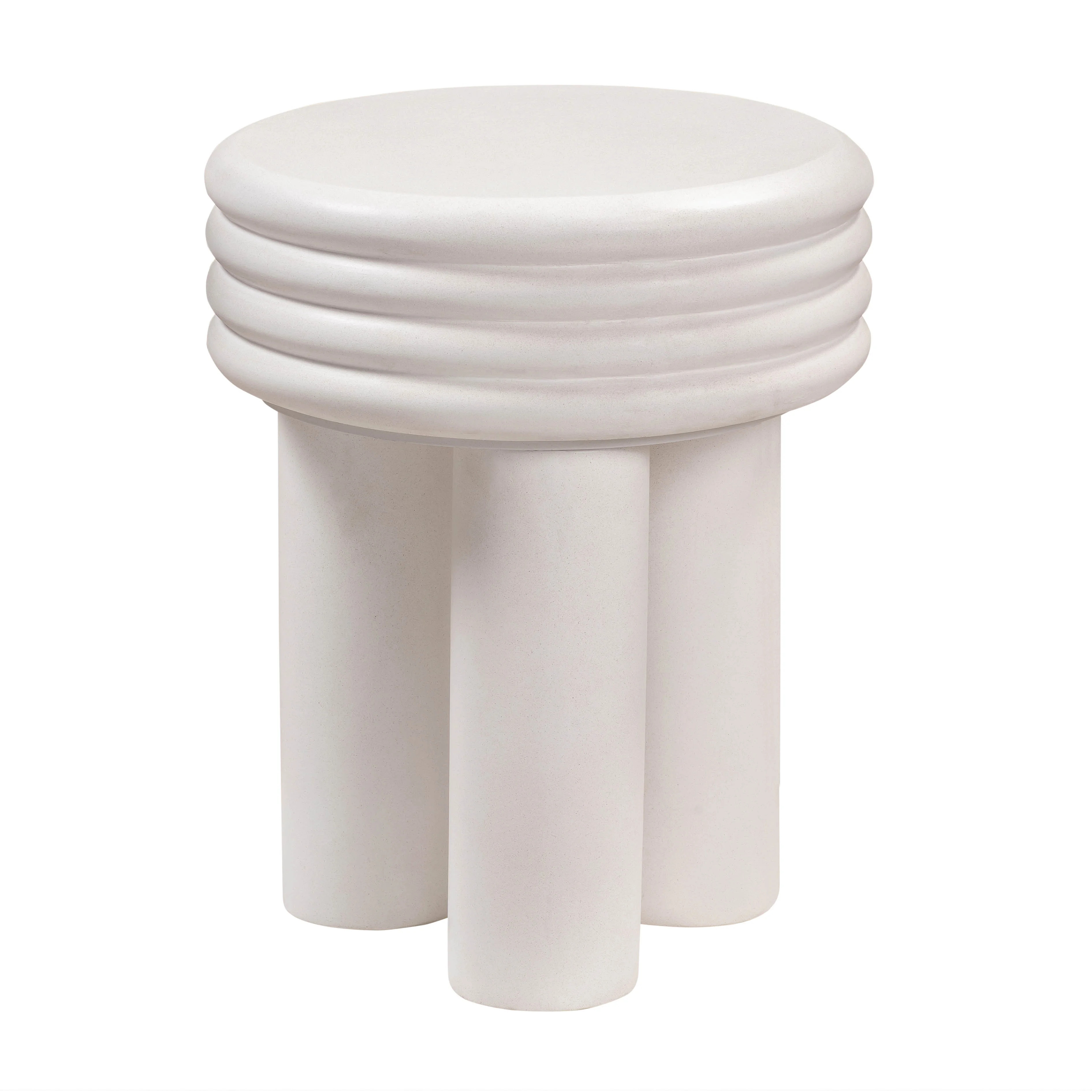 TOV Furniture Delta Concrete Round Side Table with Ivory Finish | Walmart (US)