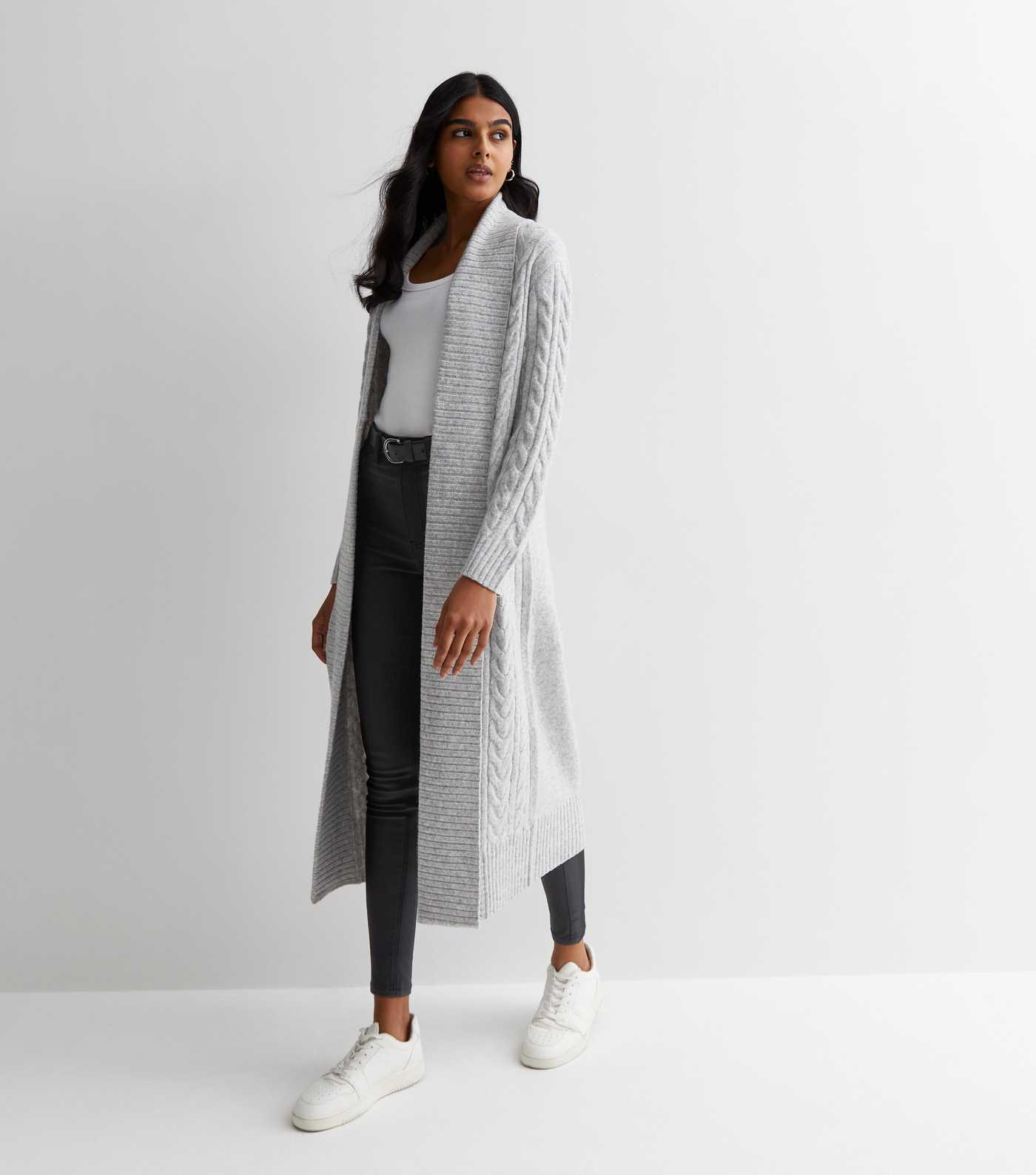 Pale Grey Cable Knit Maxi Cardigan
						
						Add to Saved Items
						Remove from Saved Items | New Look (UK)