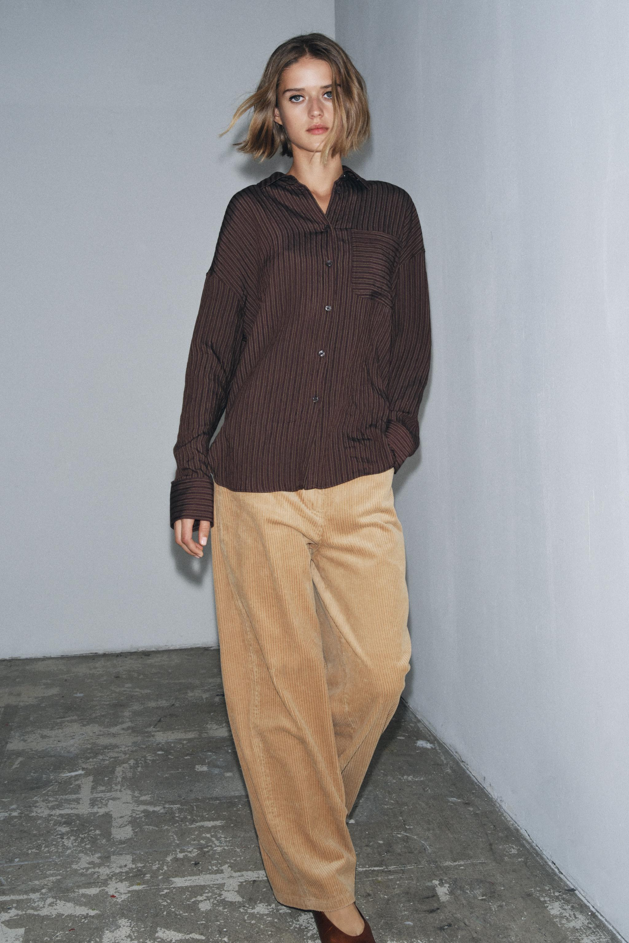 ZW COLLECTION STRIPED FLOWING SHIRT | Zara UK