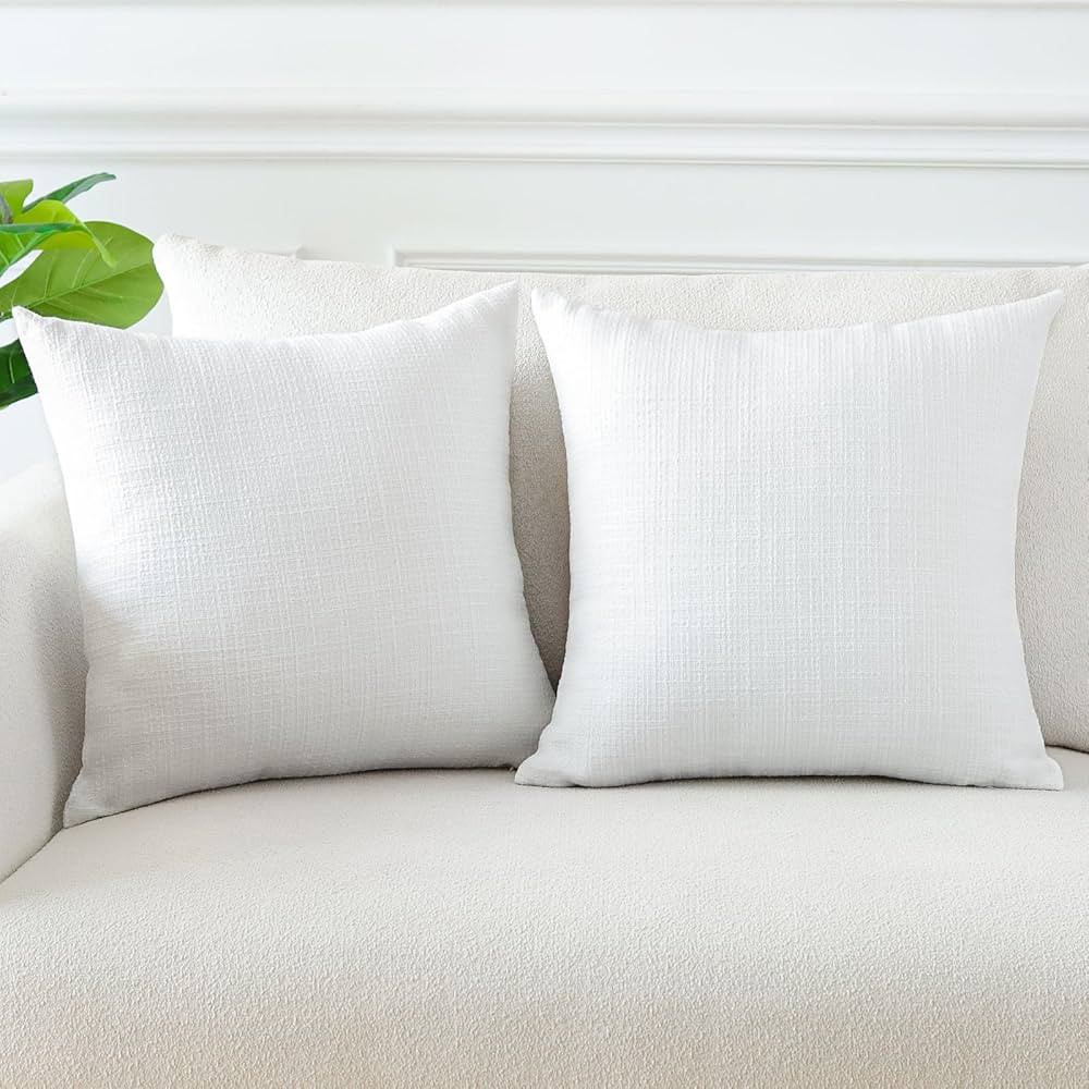 OTOSTAR Linen Throw Pillow Covers Set of 2 Decorative Square Pillowcases Cushion Covers 20x20 Inc... | Amazon (US)