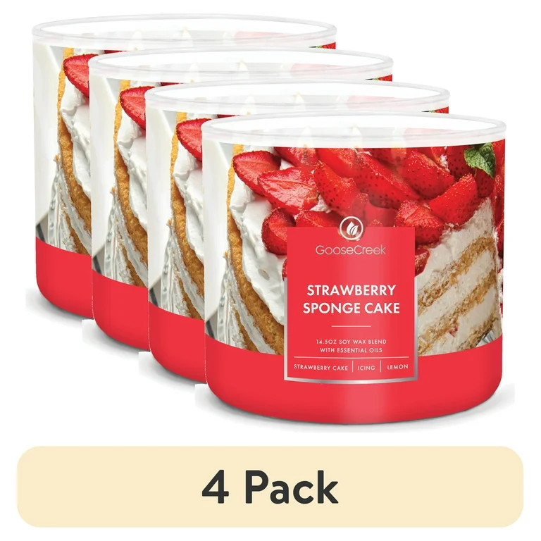 (4 pack) Goose Creek 3-Wick Strawberry Sponge Cake Scented Jar Candle, 14.5oz. | Walmart (US)