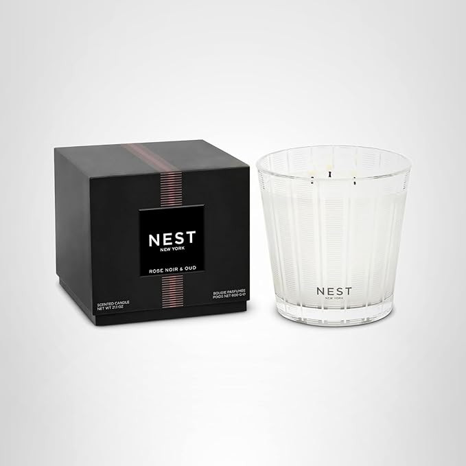 NEST New York Scented 3-Wick Candle, Rose Noir & Oud - 21.2 oz - Up to 100-Hour Burn Time - Reusa... | Amazon (US)